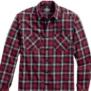 Harley-Davidson® Men's Embroidered Plaid Long Sleeve Flannel Shirt 96459-17VM